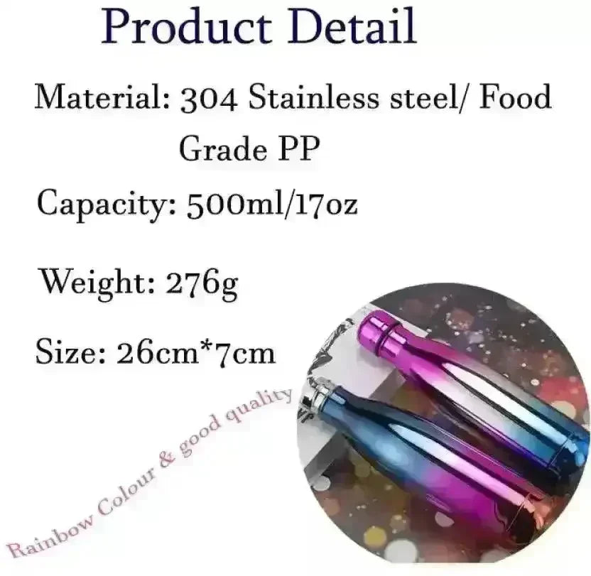 Rainbow Cola Metal Water Bottle (500 ml) - Bear Hugs