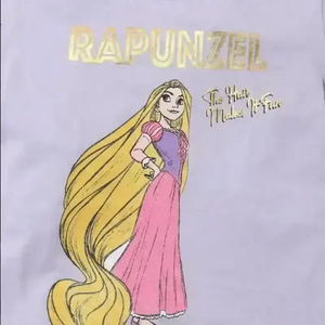 Rapunzel Print Round-Neck T-shirt - KawaiWorld