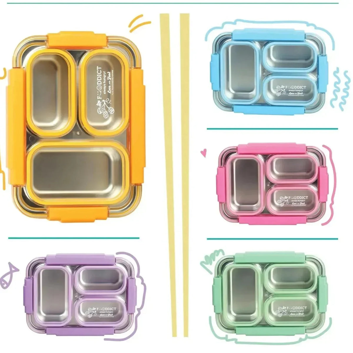 Seoul Food 3-Compartment Lunch Box (710 ml) - Bear Hugs