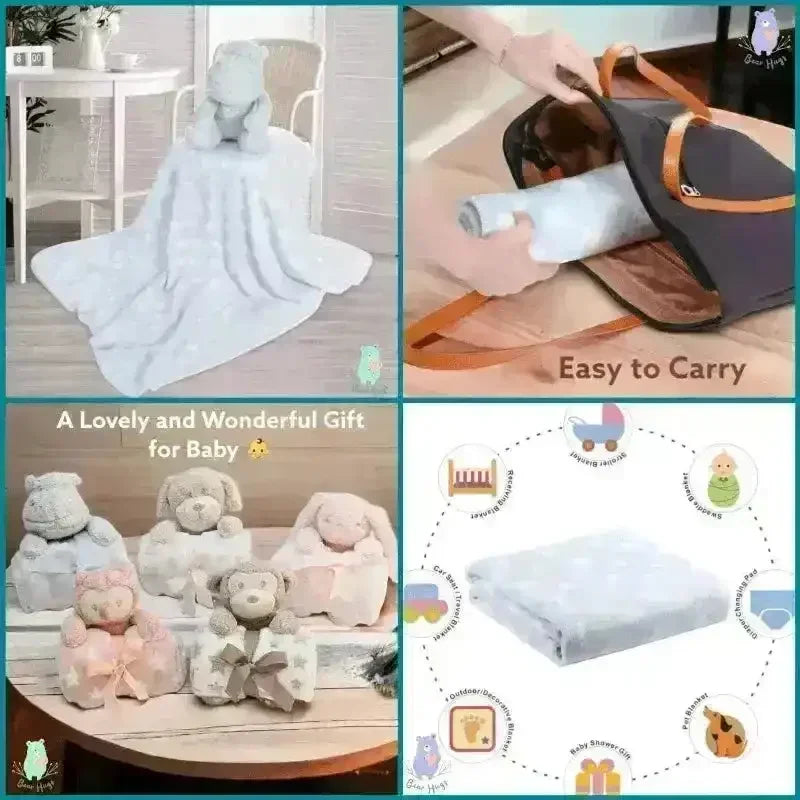 Super Soft Hippo Cozy Plush Toy with Blanket - KawaiWorld