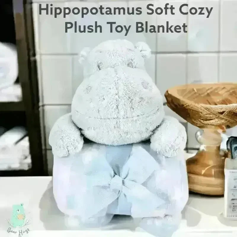 Super Soft Hippo Cozy Plush Toy with Blanket - KawaiWorld