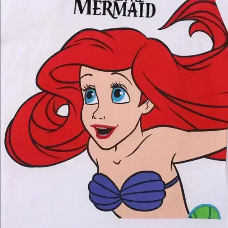 The Little Mermaid Print Crew-Neck T-shirt - KawaiWorld