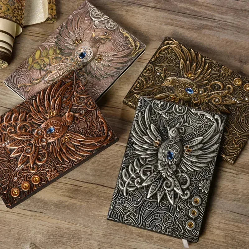 Vintage 3D Phoenix Embossed Notebook - Bear Hugs