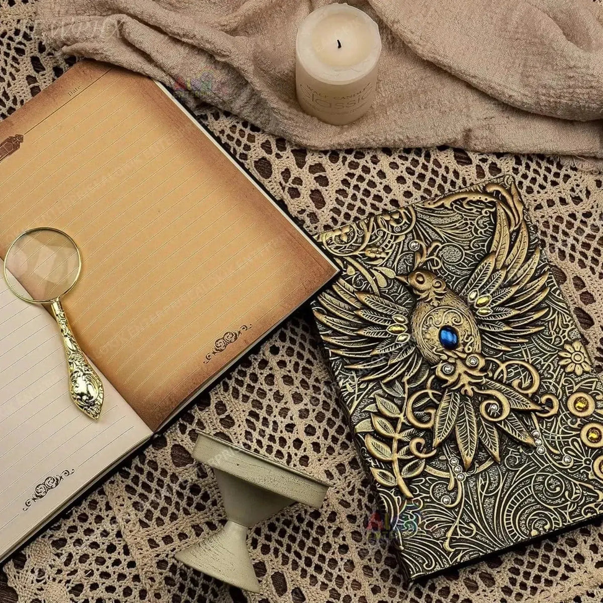 Vintage 3D Phoenix Embossed Notebook - Bear Hugs