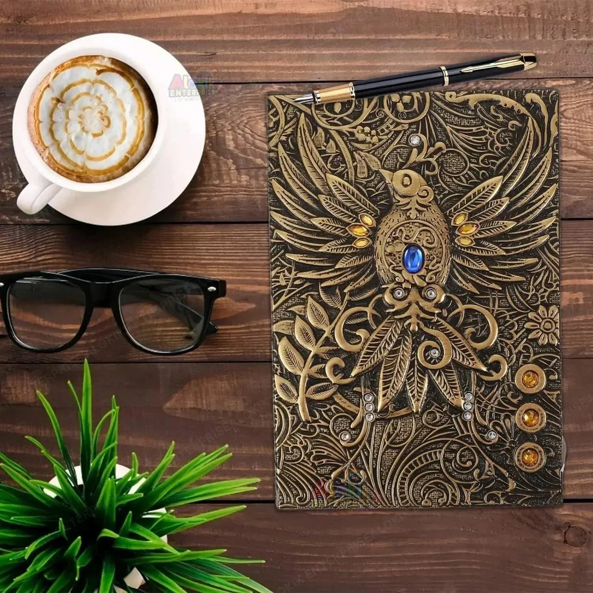 Vintage 3D Phoenix Embossed Notebook - Bear Hugs