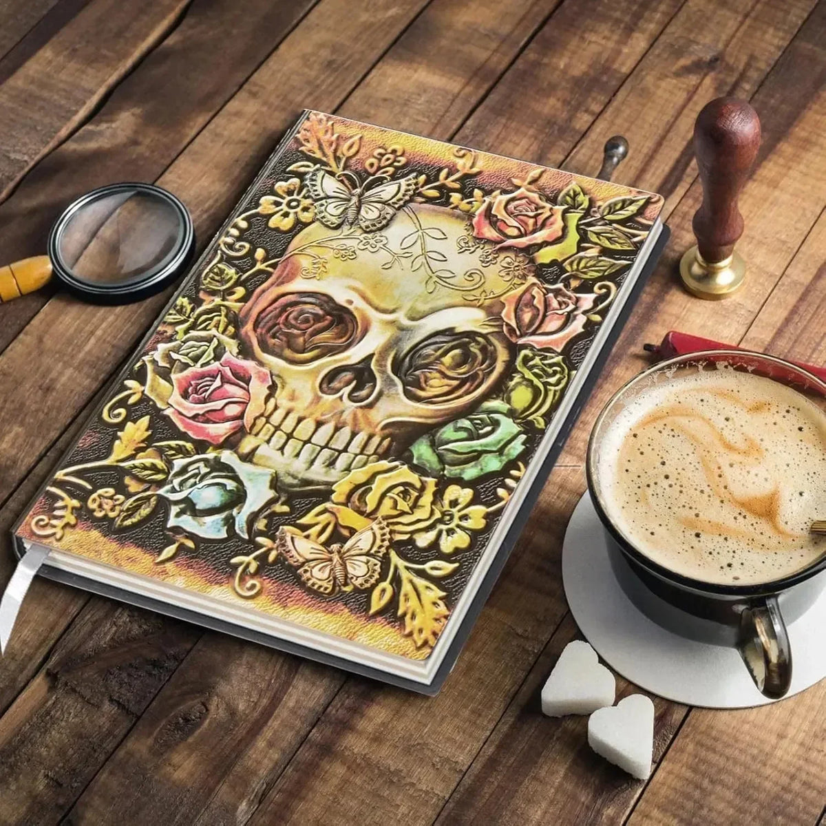 Vintage 3D Skull Embossed Notebook - Bear Hugs