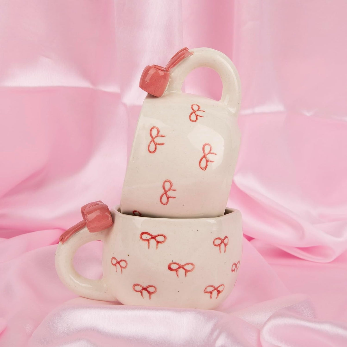 Pink Ribbon 3D Bow Ceramic Cup