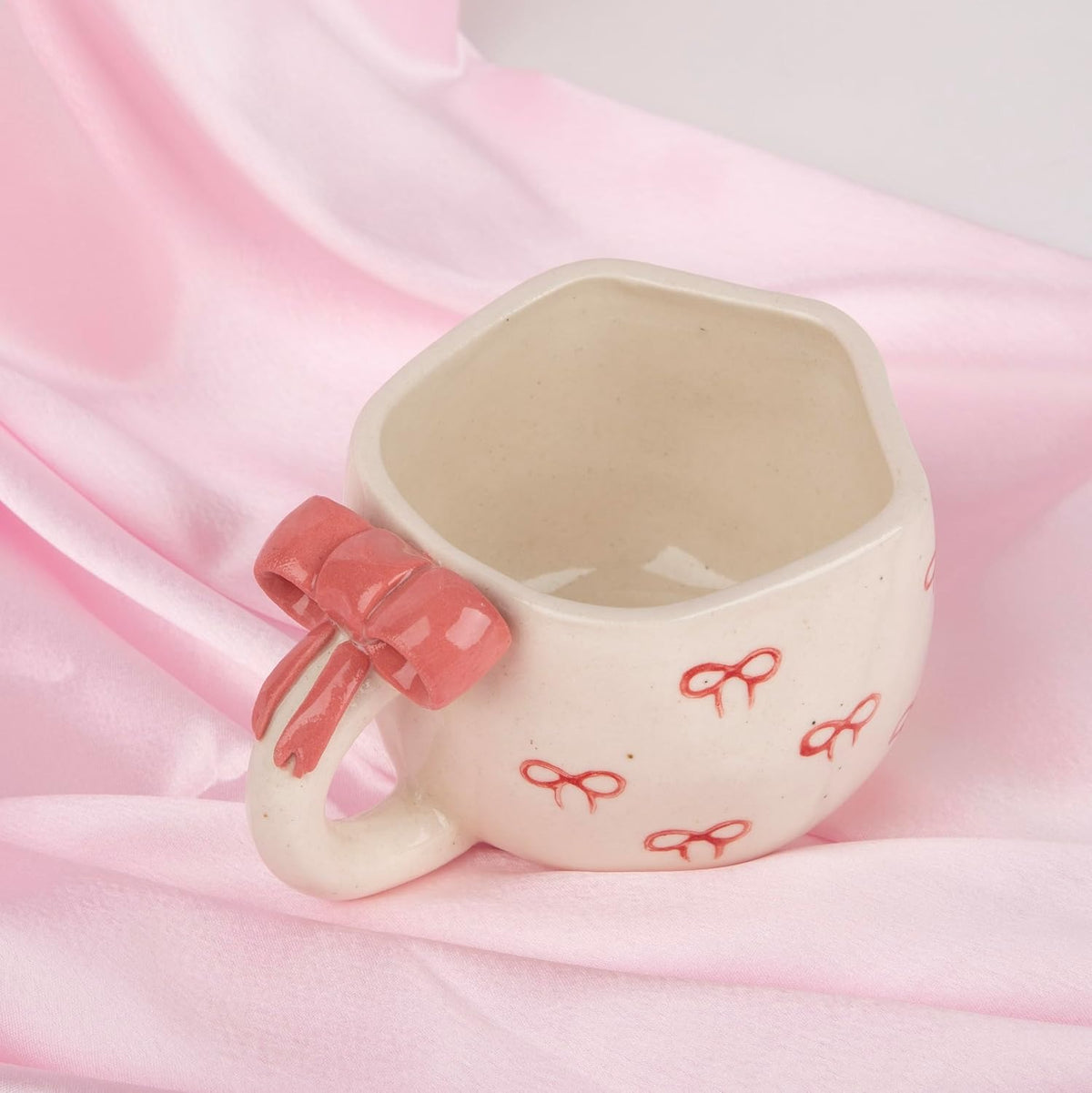Pink Ribbon 3D Bow Ceramic Cup