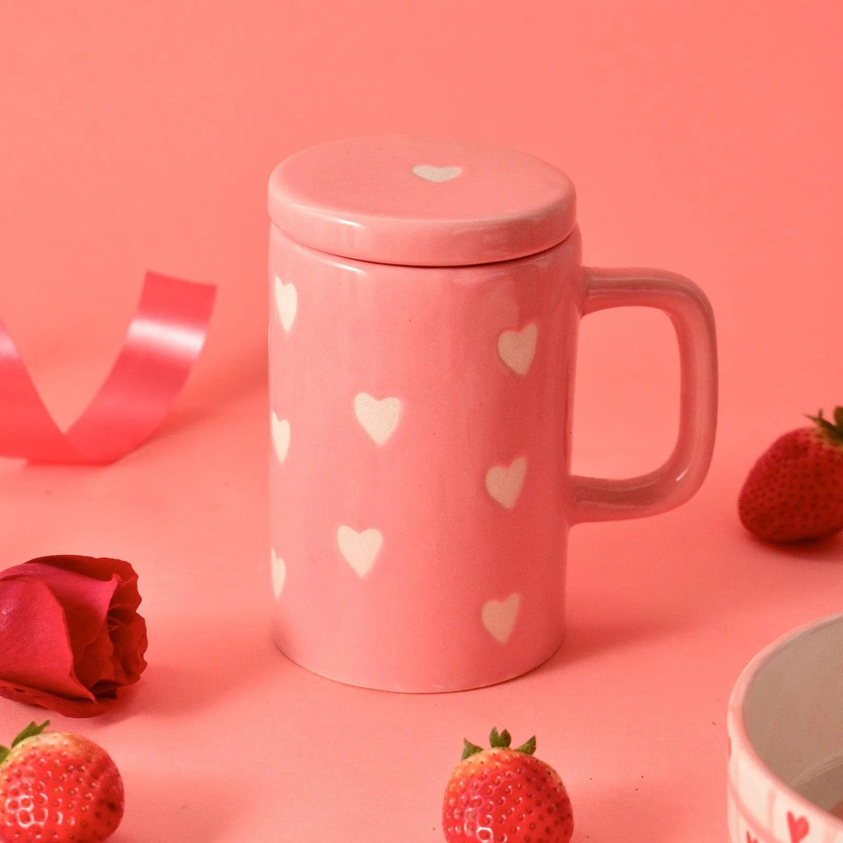 Little Hearts Plaid Ceramic Cup