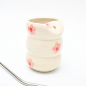 Sweetheart Stackable Ceramic Tumbler with Steel Straw