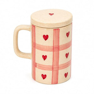 Little Hearts Plaid Ceramic Cup