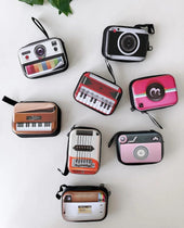 Retro Nostalgia Hard-Shell Mini Pouch & Earphone Organizer