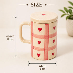 Little Hearts Plaid Ceramic Cup
