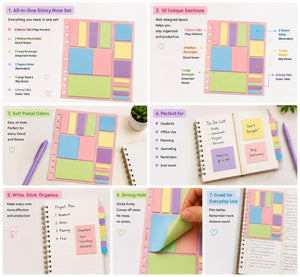 Rainbow Organizer Sticky Note for Students Set of 375 Sheets