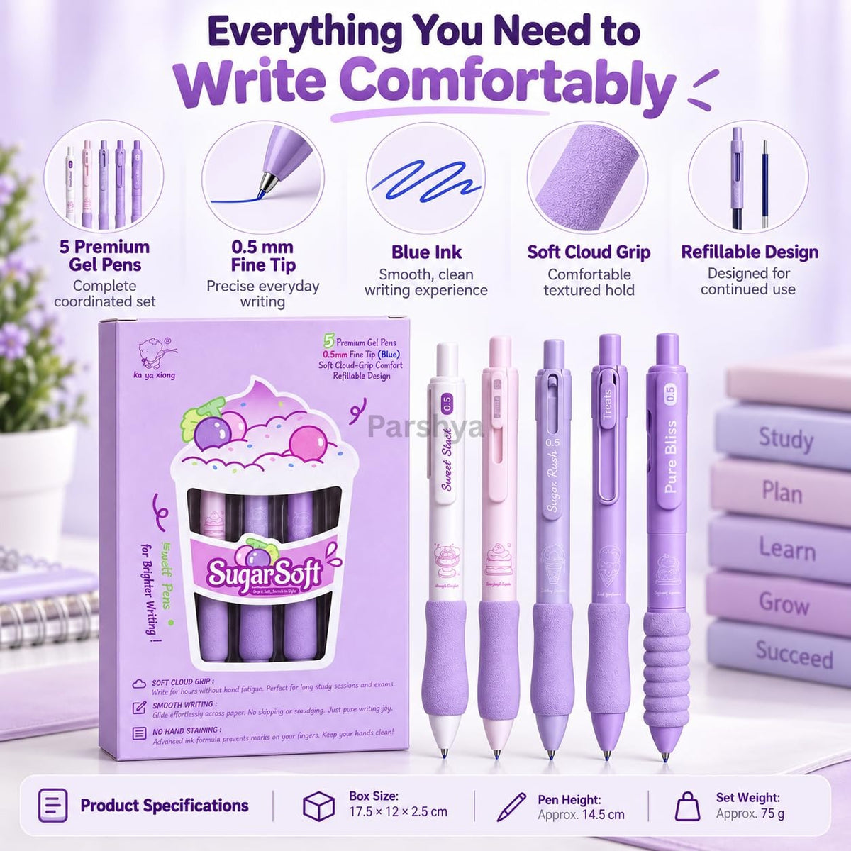 SugarSoft Velvet Pastel Aesthetic Gel Pen Set