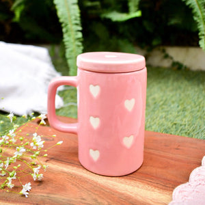 Little Hearts Plaid Ceramic Cup