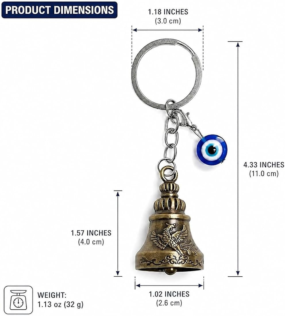 Traditional Protective Evil Eye Bell Keyring