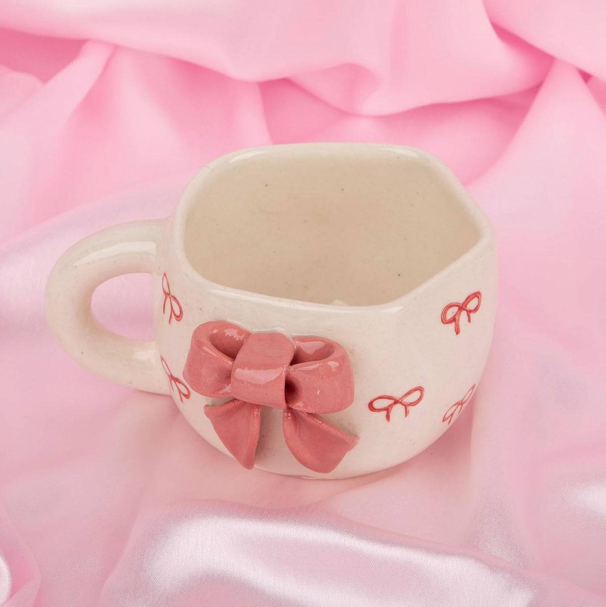 Pink Ribbon 3D Bow Ceramic Cup