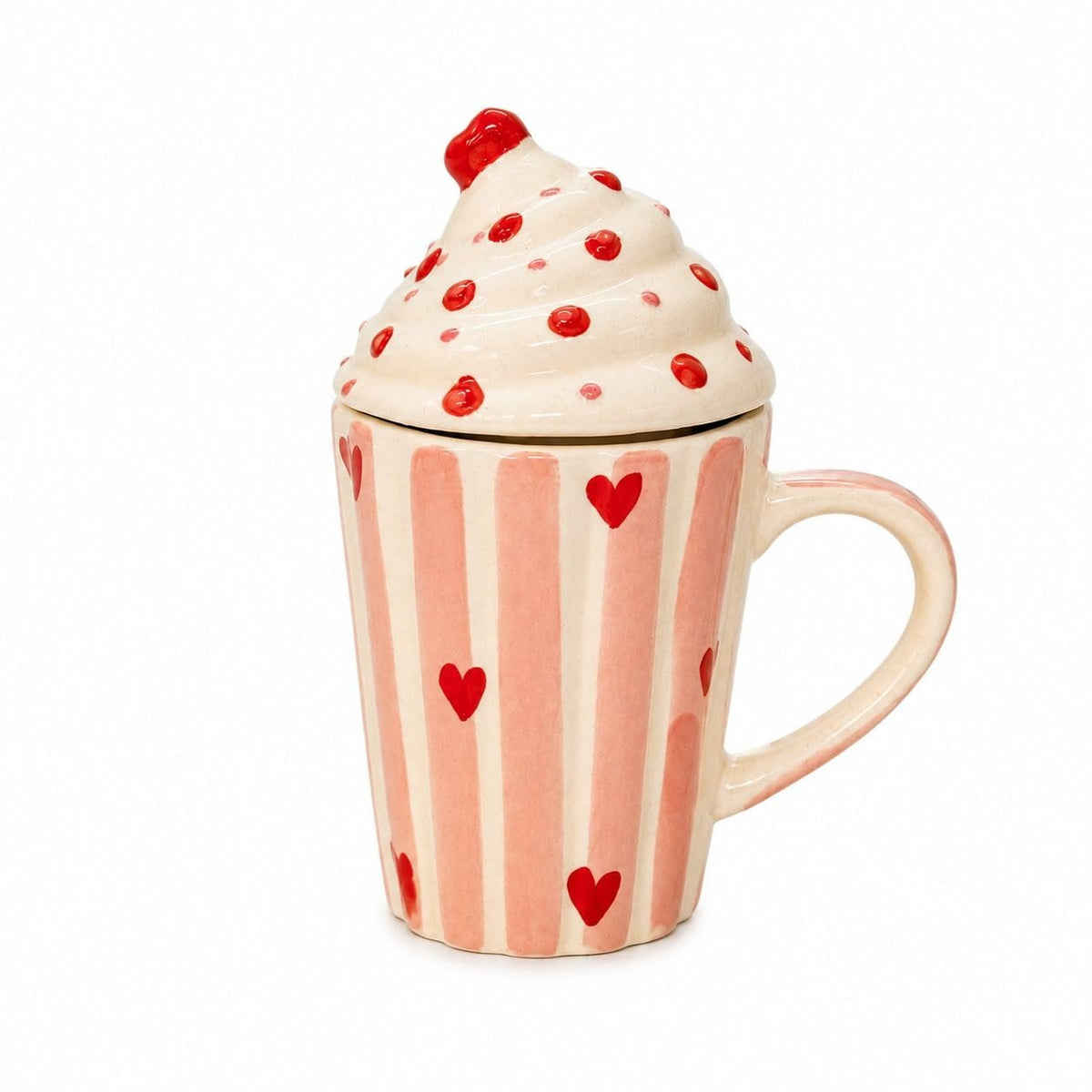 Strawberry Sundae Ceramic Mug with Lid