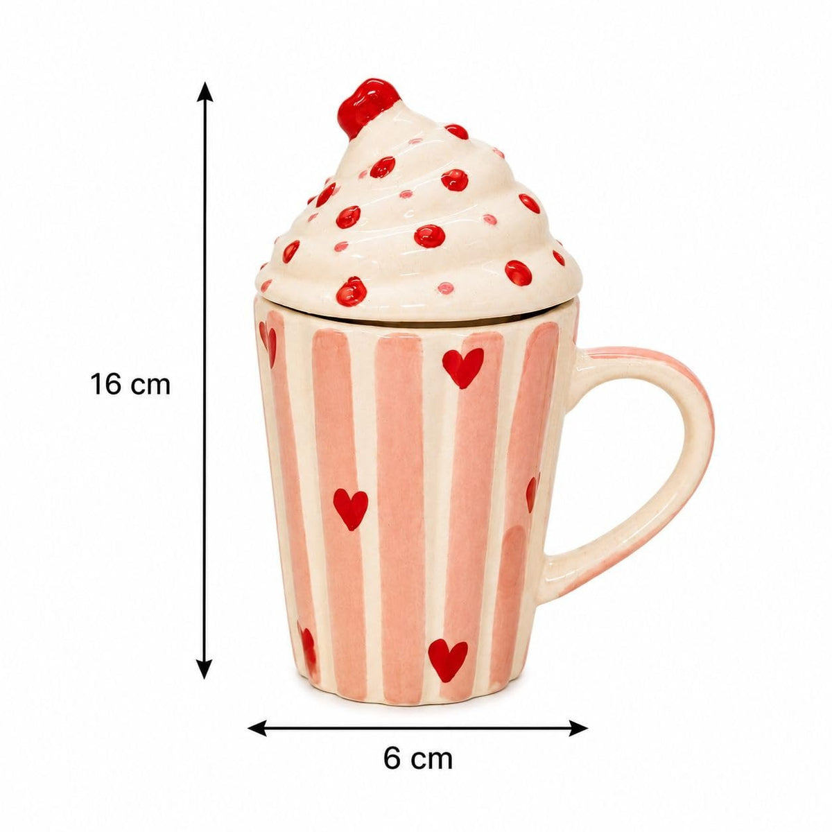 Strawberry Sundae Ceramic Mug with Lid