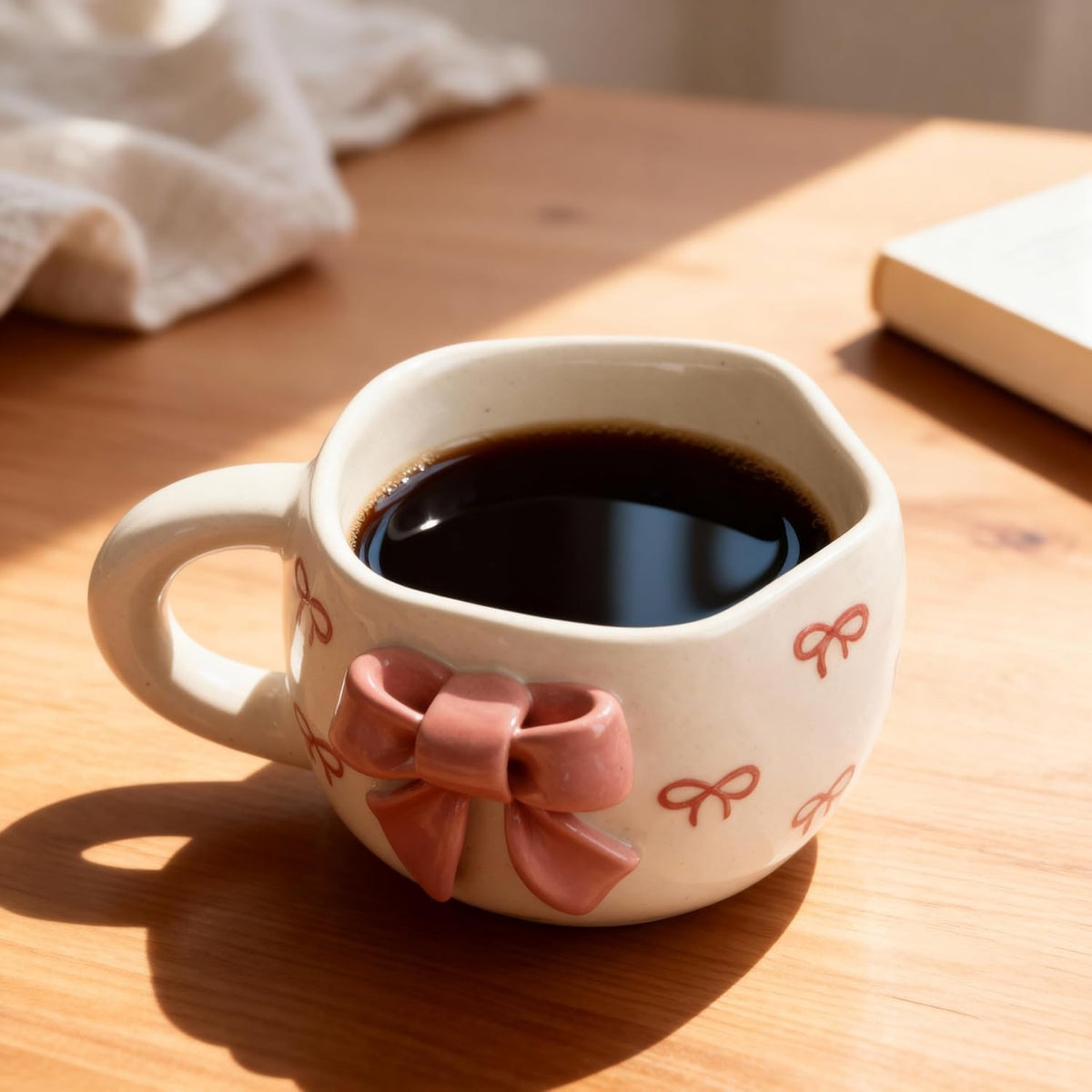 Pink Ribbon 3D Bow Ceramic Cup