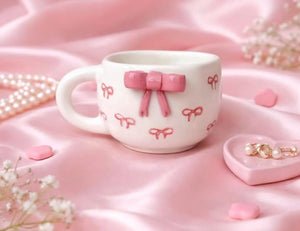 Pink Ribbon 3D Bow Ceramic Cup