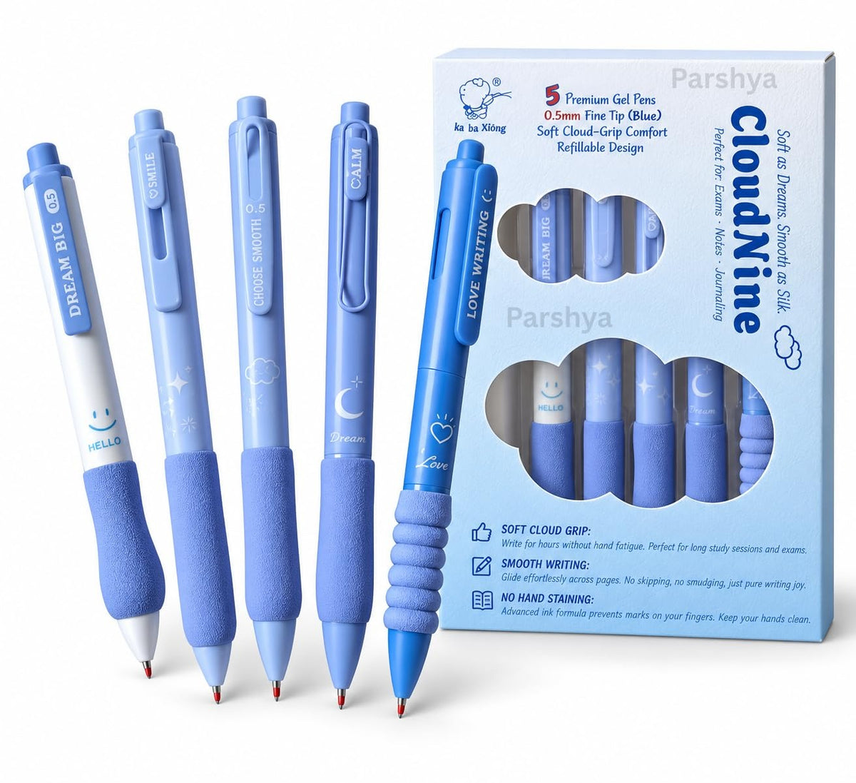 CloudNine Serene Blue Aesthetic Gel Pen Set
