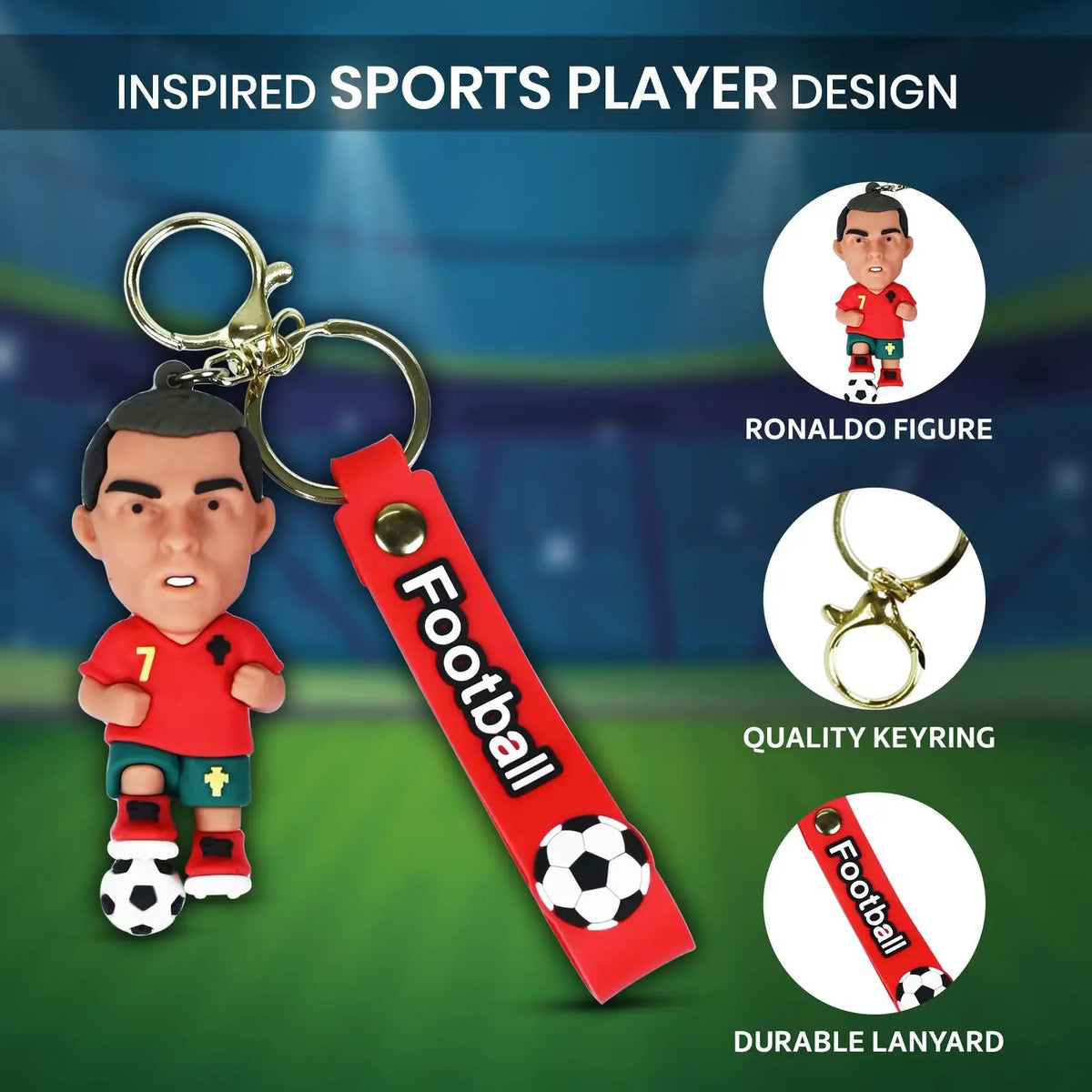Football Star Player Silicone Keychain