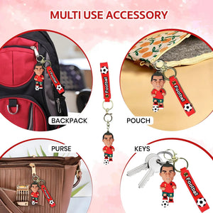 Football Star Player Silicone Keychain