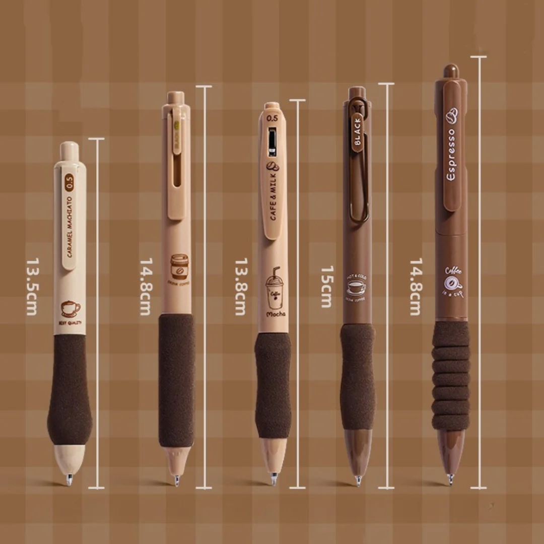 Coffeetopia Warm Brown Aesthetic Gel Pen Set
