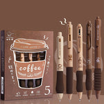 Coffeetopia Warm Brown Aesthetic Gel Pen Set