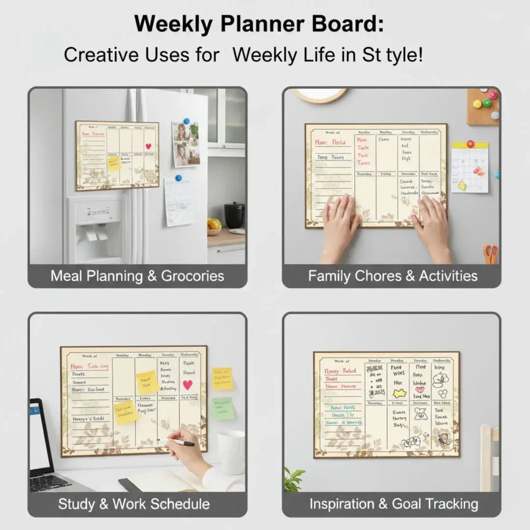 A3 Floral Vintage Magnetic Planner - KawaiWorld