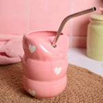 Sweetheart Stackable Ceramic Tumbler with Steel Straw