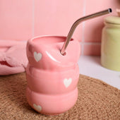 Sweetheart Stackable Ceramic Tumbler with Steel Straw