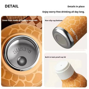 The Safari Friends Cute Cartoon Animal Insulated Water Bottle for Kids