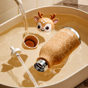 The Safari Friends Cute Cartoon Animal Insulated Water Bottle for Kids