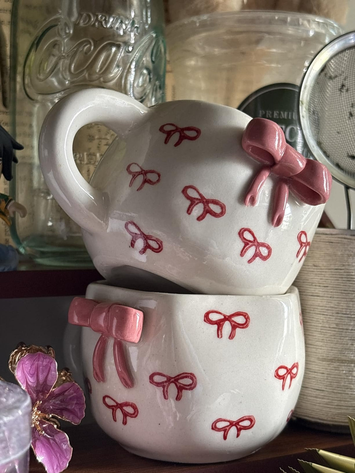 Pink Ribbon 3D Bow Ceramic Cup