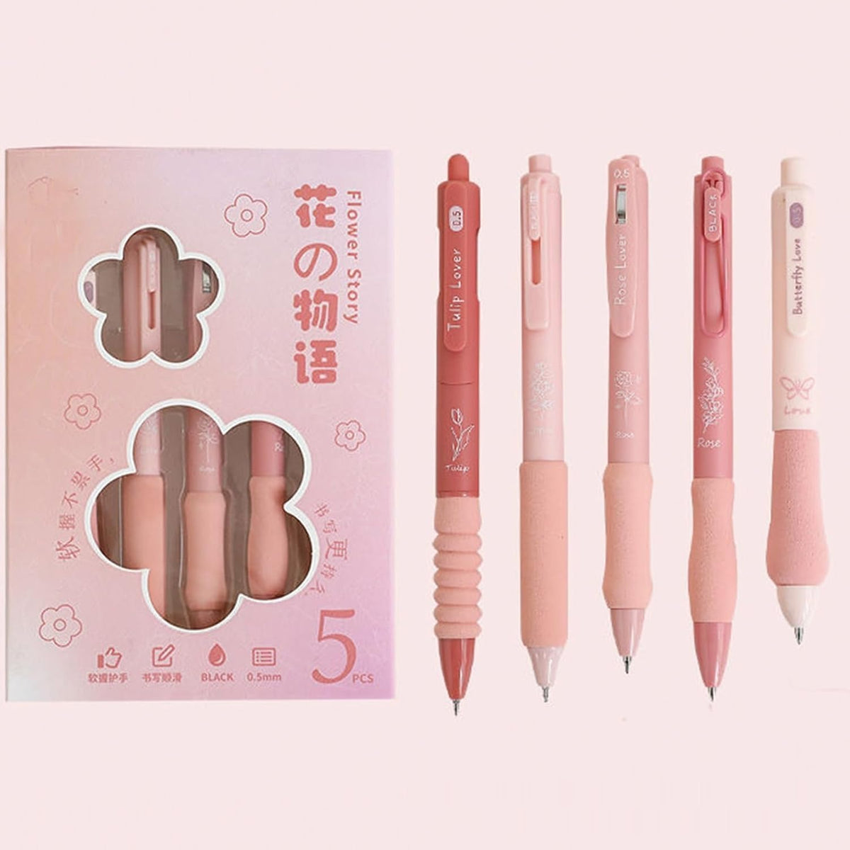 Flower Story Blossom Blush Aesthetic Gel Pen Set